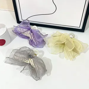 Set di mollette per capelli con fiocco in organza, fermagli colorati per donne e ragazze.