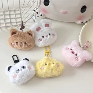 Cute plush animal keychain cartoon rabbit bear panda pig bag pendant soft fluffy keyring