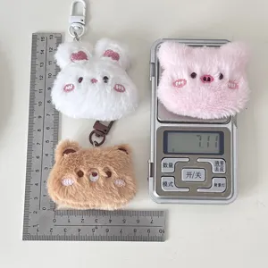 Cute plush animal keychain cartoon rabbit pig bear fluffy bag pendant charm 2024