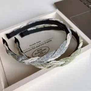 Koreanische Perlen geflochtene Stoff Haarreif minimalistischer Haarschmuck Accessoire