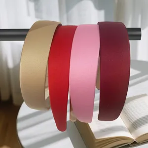 Wide satin headband for women, elegant plain hair hoop set, comfortable daily fashion accessory