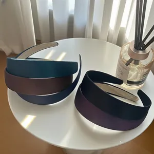Minimalist wide satin headbands set, colorful fabric hair hoops for women and girls daily wear.