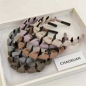 Korean solid color mesh wrapped teeth headband stylish non-slip hair hoop daily hair accessories
