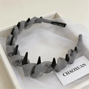 Korean solid color mesh wrapped teeth headband for women, elegant daily hair accessories.