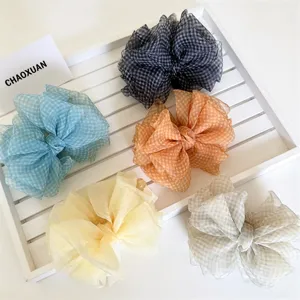 Stile Coreano Filato a Quadri Nebioso Fiocco Morsetto a Banana Voluminoso Versatile Accessorio per Capelli Fermaglio per Donna
