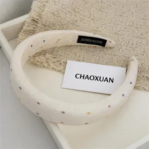 Cute wide sponge headband with colorful polka dots, Korean style daily hair accessory for women.