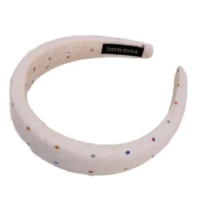 Cute Korean style colorful polka dot padded headband, comfortable fabric hair hoop for daily wear.
