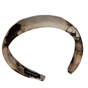 Vintage ink style fabric padded headband for women, retro artistic wide hair hoop accessory.