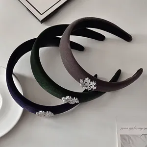 Velvet rhinestone snowflake headband elegant French style hair hoop women chic hair accessories
