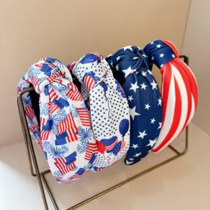 4pz Cerchietto Nodata Giorno dell'Indipendenza Americana Rosso Bianco Blu Accessori Capelli