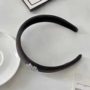 Black velvet headband with crystal snowflake embellishment elegant hair accessory for women