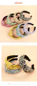 Bohemian raffia knotted headband for women fashion woven hair hoop stylish hair accessories