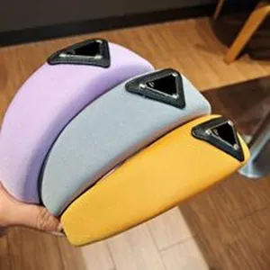 Padded fabric wide hair hoop fashion triangle plaque headband daily hair accessories for women