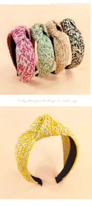 Fashion French raffia braided knot headband bohemian high crown hair hoop accessories