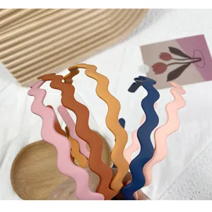 Candy color frosted wavy plastic hair hoop detail, non-slip everyday wear hair accessory.