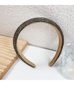Exquisite rhinestone headband detail view, sparkling full-drill design for elegant wear.