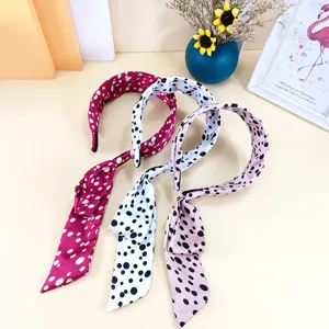 French Sweet Polka Dot Headband Single Side Ribbon Bow Hair Hoop Fashion Fabric Hair Accessories For Women Daily Wear