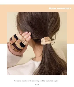 Cute cartoon bear hair ties brown elastic ponytail holder for women daily hair accessories