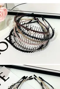 Korean style rhinestone pearl toothed headband anti-slip hair hoop elegant hair accessories detail