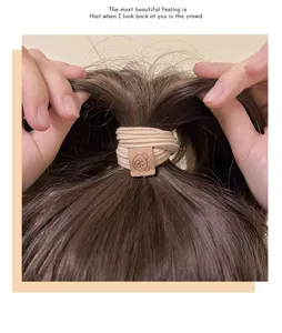 Cute brown bear hair tie elastic ponytail holder minimalist hair accessories for women daily style