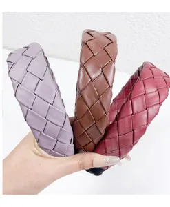 Woven leather padded headband for women, stylish braided hair hoop hair accessories.