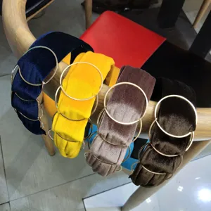 Velvet headband with metal ring chic hair accessories multi-color fashion hair hoop for women