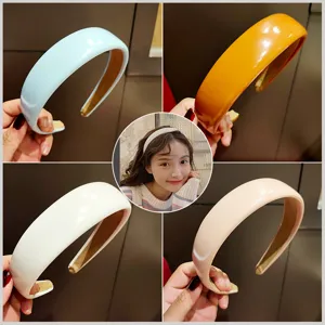 Minimalist Glossy Leather Headband For Women Wide Solid Color Hair Hoop Vintage Hair Accessories Daily Hair Styling Hair Band