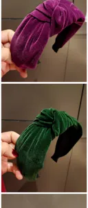 Velvet knotted headband for women, wide solid color hair hoop fashion hair accessories.