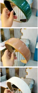 Brede haarband van PU-leer met krokodillenstructuur, stijlvol haaraccessoire voor dames.