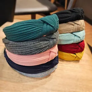 Detailed view of the stylish ribbed knotted headbands in multiple vibrant colors for daily wear.