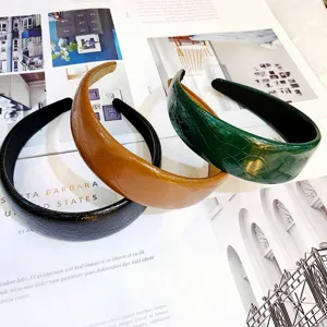 Chique PU lederen brede haarband voor vrouwen, vintage gewatteerde haarhoepel, haaraccessoires.