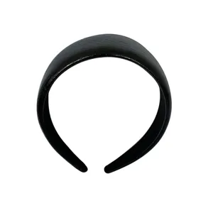 Zwarte PU lederen haarband voor vrouwen, minimalistische brede haarhoofdband mode stijl