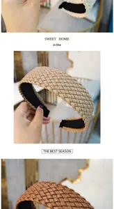 Detailed view of wide braided PU leather headband, anti-slip design for stylish daily wear.