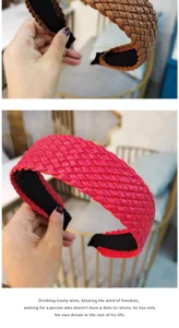 PU leather woven wide headband, anti-slip hair hoop for face washing and daily chic styling.