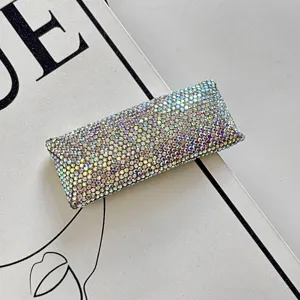 Crystal pavé rectangular hair clip sparkling rhinestone hairpin side fringe barrette accessory