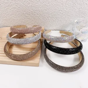 Rhinestone Padded Headband Full Crystal Sparkly Hair Hoop Korean Style Wide Hair Accessories For Women Daily Party