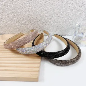 Sparkling crystal rhinestone padded headbands set, four luxury shiny hair hoops for women.