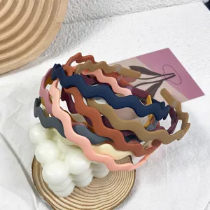 Candy Color Frosted Wavy Headband Cute Non-Slip Plastic Hair Hoops for Women Daily Hair Accessories