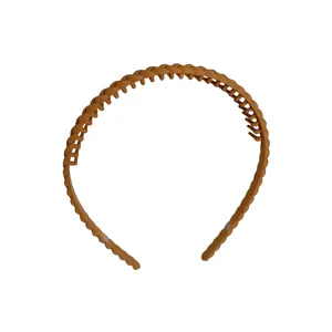 Mat bruine haarhoofdband met tanden, antislip gevlochten haarband voor dames gezicht wassen stijl.