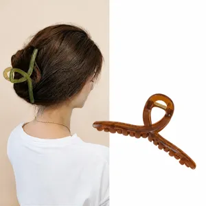 Large acrylic hair claw clip for women, elegant jellyfish shark clip for thick hair styling.