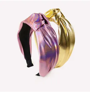 Shiny metallic knotted headband for women wide hair hoop fashion retro hair accessories 1pc