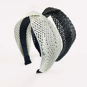 Serre-tête croisé en paille tissée bohème bandeau torsadé en raphia mode pour femmes