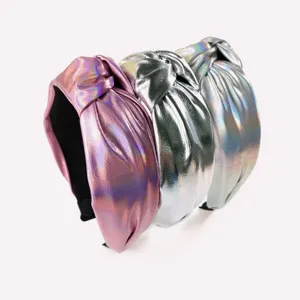 Metallic Knotted Headband Wide Shiny Hair Hoop Retro Fashion Women Hair Accessories