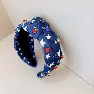 Cerchietto stelle strass Festa indipendenza USA tessuto blu accessorio capelli dettaglio