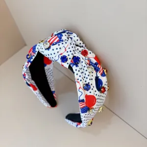 Elegante cerchietto con nodo in strass del Giorno dell'Indipendenza USA festa dettaglio