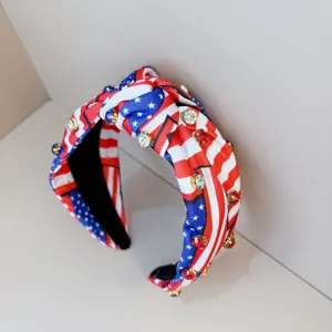 Cerchietto con strass bandiera americana festa festival accessorio capelli dettaglio