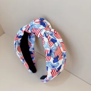 Cerchietto nodato con bandiera USA patriottica per festa, accessorio capelli stile americano.