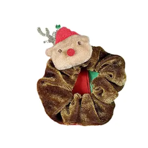 Elastico per capelli in peluche di Natale con simpatico design a cartone animato di renna morb