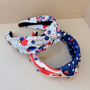 Cerchietto Strass Festa Indipendenza Americana Fascia Capelli Stella Nodo Accessorio
