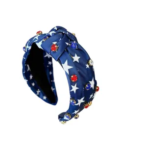 Cerchietto con strass del Giorno dell'Indipendenza USA con stampa di stelle per feste.